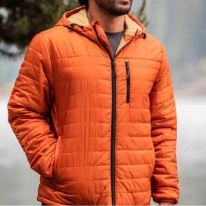 Wren Hoodie Puffer Jacket Peak Orange Quilted Men’s Large